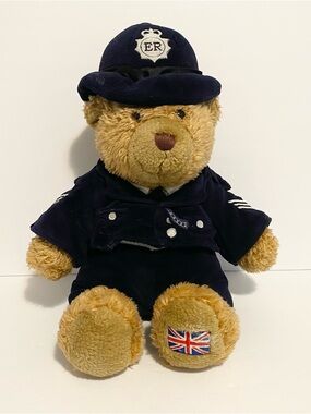 KEEL TOYS English Policeman Teddy Bear Plush Uniform Brown Blue Stuffed 15”
